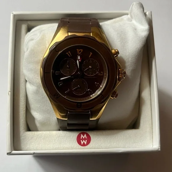 MICHELE Brown and Gold Chronograph Watch Watch Michele Brown in gold and steel - 44446088 main image 2